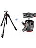 Manfrotto Stativkit 055 Carbon 3-section Tripod m/kulehode
