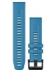 Garmin QuickFit 22-klokkeremmer, Himmelblå silikon med anordning i sort rustfritt stål